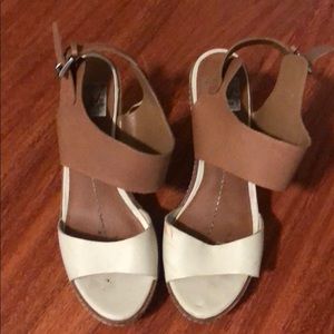 Beige and white dv wedges